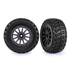 Tires & wheels, assembled, glued (gra y wheels, gravel pattern tires, foam inserts) (2) (TSM┬« rated)