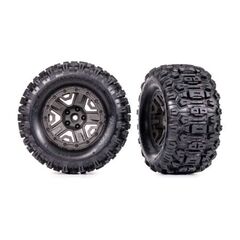 Tires & wheels, assembled, glued (cha rcoal gray 2.8' wheels, Sledgehammer tires, foam inserts) (2) (TSM rated)