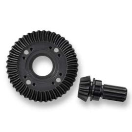 Ring gear, differential/ pinion gear, differential (machined, spiral cut) (rear)