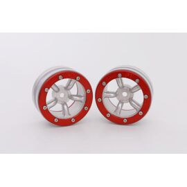ABMT0010SR-Beadlock Wheels PT-Safari Silver/Red 1.9 (2 pcs)&#160;