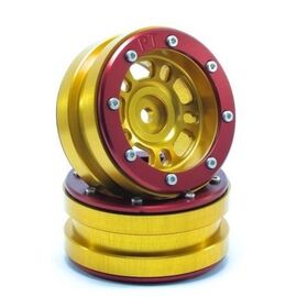 ABMT0040GOR-Beadlock Wheels PT-Distractor Gold/Red 1.9 (2 pcs)