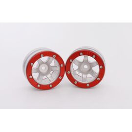 ABMT0070SR-Beadlock Wheels PT-Wave Silver/Red 1.9 (2 pcs)&#160;