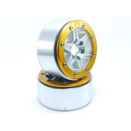 ABMT5010SGO-Beadlock Wheels SIXSTAR Silver/Gold 1.9 (2) w/o Hub