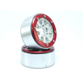 ABMT5040SR-Beadlock Wheels HAMMER Silver/Red 1.9 (2) w/o Hub