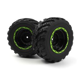 BL540181-Smyter MT Wheels/Tires Assembled (Black/Green)