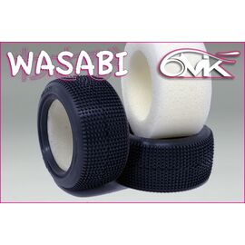 6M-TM112S-WASABI Rear Tyres in Silver compound + foam inserts (pair)