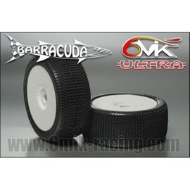 6M-TU140018-BARRACUDA 2.0 Tyres in 0/18 compound glued on White rims (Pair)