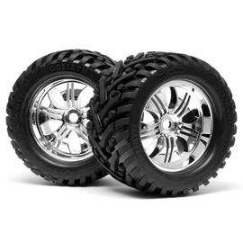HPI4728-MOUNTED GOLIATH TYRE 178X97MM 7 INCH ON TREMOR WHEEL CHROME