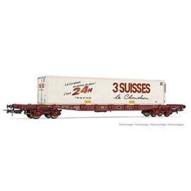 ARW02.HJ6213-SNCF Flachwg.S7 + caisse mobile Les 3 Suisse Ep V