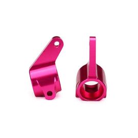 LEM3636P-Steering blocks, Rustler/Stampede/Ban dit (2), 6061-T6 aluminum (pink-anodized)/ 5x11mm ball bearing