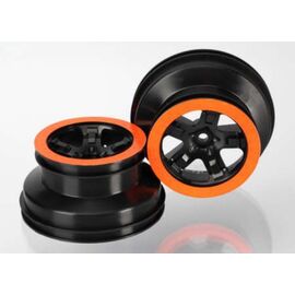 LEM5868X-Wheels, SCT black, orange beadlock st yle, dual profile (2.2' outer, 3.0' inner) (4WD f/r, 2WD rear)