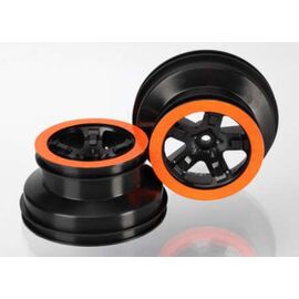 LEM5870X-Wheels, SCT black, orange beadlock st yle, dual profile (2.2' outer, 3.0' inner) (2WD front) (2)&nbsp; &nbsp;