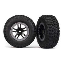 LEM5885-Tires &amp; wheels, assembled, glued (SCT&nbsp; Split-Spoke, black, satin chrome beadlock wheels,&nbsp; BFGoodrich