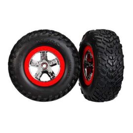 LEM5887R-Tires &amp; wheels, assembled, glued (S1&nbsp; compound) (SCT chrome wheels, red beadlock style, dual profile