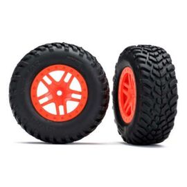 LEM5892-Tires &amp; wheels, assembled, glued (SCT&nbsp; Split-Spoke orange wheels, SCT off-road racing tires, foam in