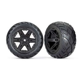 LEM6768-Tires &amp; wheels, assembled, glued (2.8 ') (RXT black wheels, Anaconda tires, foam inserts) (2WD elect