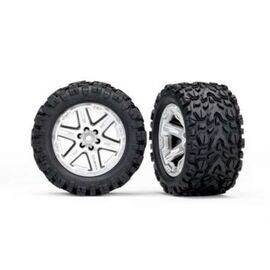 LEM6774R-Tires &amp; wheels, assembled, glued (2.8 ') (RXT satin chrome wheels, Talon Extreme tires, foam inserts