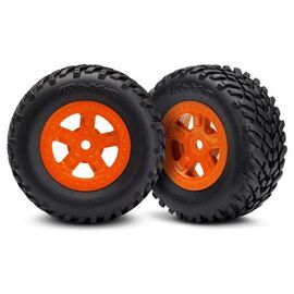 LEM7674A-Tires and wheels, assembled, glued (S CT orange wheels, SCT off-road racing tires)(1 each, right &amp; l