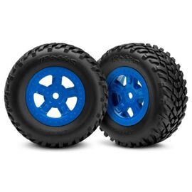 LEM7674-Tires and wheels, assembled, glued (S CT blue wheels, SCT off-road racing tires) (1 each, right &amp; le
