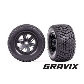 LEM7877-Tires &amp; wheels, assembled, glued (X-M axx&#194;&#174; black wheels, Gravix&#226;&#8222;&#162; tires, foa m inserts) (left &amp; ri