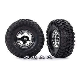 LEM8159X-Tires &amp; wheels, assembled, glued (2.2 ' chrome wheels, Canyon Trail 5.3 x 2 .2' tires) (2)/ center c