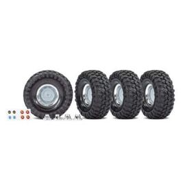 LEM8166X-Tires and wheels, assembled, glued (1 .9' chrome wheels, Canyon Trail 4.6x1 .9' tires) (4)/ center c