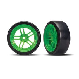 LEM8376G-Tires and wheels, assembled, glued (s plit-spoke green wheels, 1.9' Drift tires) (front)&nbsp; &nbsp; &nbsp; &nbsp; &nbsp; &nbsp;