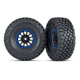 LEM8474X-Tires and wheels, assembled, glued (M ethod Racing wheels, black with blue beadlock, BFGoodrich Baja