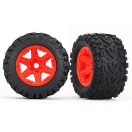 LEM8672A-Tires &amp; wheels, assembled, glued (ora nge wheels, Talon EXT tires, foam inserts) (2) (17mm splined)
