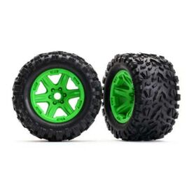 LEM8672G-Tires &amp; wheels, assembled, glued (gre en wheels, Talon EXT tires, foam inserts) (2) (17mm splined) (