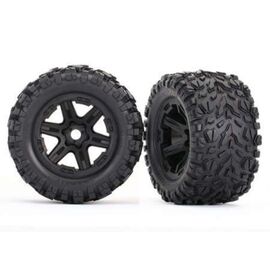 LEM8672-Tires &amp; wheels, assembled, glued (bla ck wheels, Talon EXT tires, foam inserts) (2) (17mm splined) (