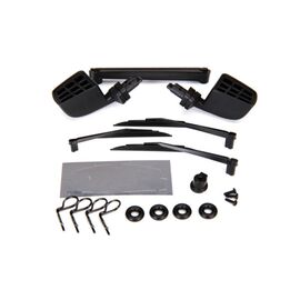 Mirrors, side, black (left & right)/ o-rings (4)/ windshield wipers, left, right, & rear/ wiper retainers (2)/