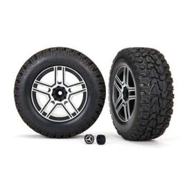 LEM8872-Tires and wheels, assembled, glued (2 .6' black, satin chrome-plated Merced es-Benz G 500 4x4 wheels