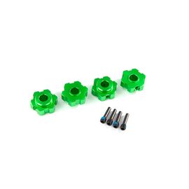 LEM8956G-Wheel hubs, hex, aluminum (green-anod ized) (4)/ 4x13mm screw pins (4)