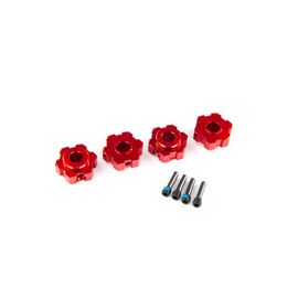 LEM8956R-Wheel hubs, hex, aluminum (red-anodiz ed) (4)/ 4x13mm screw pins (4)