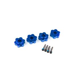 LEM8956X-Wheel hubs, hex, aluminum (blue-anodi zed) (4)/ 4x13mm screw pins (4)