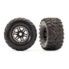 LEM8972-Tires &amp; wheels, assembled, glued (bla ck wheels, Maxx All-Terrain tires, fo am inserts) (2) (17mm sp