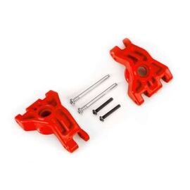 LEM9050R-Carriers, stub axle, rear, extreme he avy duty, red (left &amp; right)/ 3x41mm hinge pins (2)/ 3x20mm BC