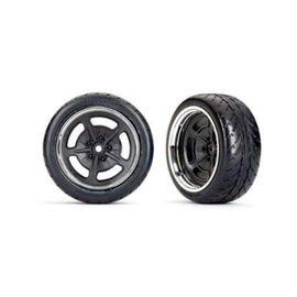 LEM9373-Tires and wheels, assembled, glued (b lack with chrome wheels, 2.1' Respons e tires) (extra wide, re