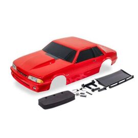 LEM9421R-Body, Ford Mustang, Fox Body, red (pa inted, decals applied) (includes side mirrors, wing, wing reta