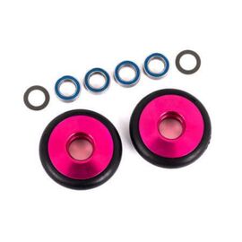 LEM9461P-Wheels, wheelie bar, 6061-T6 aluminum (pink-anodized) (2)/ 5x8x2.5mm ball bearings (4)/ o-rings (2)/