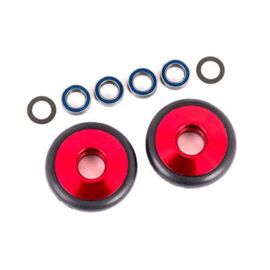 LEM9461R-Wheels, wheelie bar, 6061-T6 aluminum (red-anodized) (2)/ 5x8x2.5mm ball b earings (4)/ o-rings (2)/