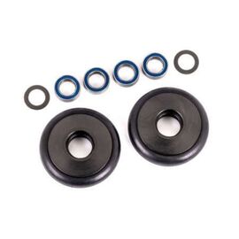 LEM9461T-Wheels, wheelie bar, 6061-T6 aluminum (gray-anodized) (2)/ 5x8x2.5mm ball bearings (4)/ o-rings (2)/