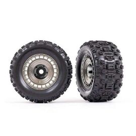 LEM9572A-Tires and wheels, assembled, glued (3 .8' satin black chrome wheels, satin black chrome wheel covers