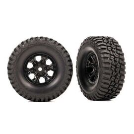 LEM9774-Tires &amp; wheels, assembled (black 1.0' wheels, BFGoodrich Mud-Terrain T/A K M3 2.2x1.0' tires) (2)