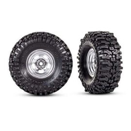 LEM9872-Tires &amp; wheels, assembled (1.0' satin chrome wheels, Mickey Thompson Baja Pro Xs 2.4x1.0' tires) (2)