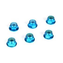 LEMTLR336001-4mm Aluminum Serrated Lock Nuts, Blue (6)
