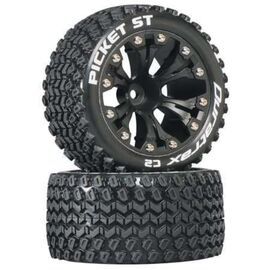 LEMDTXC3550-Picket ST 2.8 2WD Mounted F/R 1/10 Monster Truck C2 Tires Black 12mm (2) 1/2 Offset