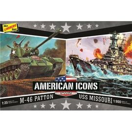 ARW11.HL434-WWII USA Icons 2 Pack M46 Patton Tank / U.S.S. Missouri