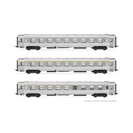 SNCF 3 voitures de voyageurs DEV Inox A9 + B10 + A5s Ep III